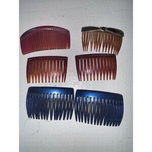 Vintage Mixed Lot Of 6 Hair Combs Side Tilco Ebuni Tortoise France USA Slide